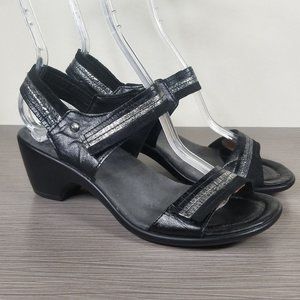 Romika Fidschi Slingback Sandals, Black & Silver Leather, Womens Size 7-7.5 / 38